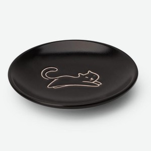Блюдце керамическое черное Cats 10 см