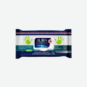 Влажные салфетки антибактериальные AURA с ромашкой, big-pack с крышкой, 72 шт