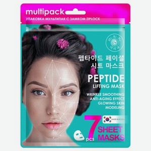 Mi-Ri-Ne Пептидная тканевая Лифтинг-маска для омолаживания кожи лица 90г (7 тканевых масок)