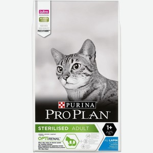 Корм Purina Pro Plan для взрослых стерилизованных кошек и кастрированных котов старше 1 года, с кроликом (3 кг)