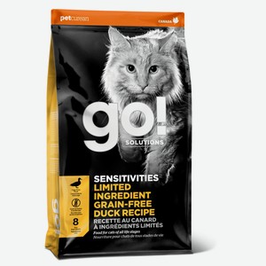 Корм GO! Solutions беззерновой для котят и кошек с чувствительным пищеварением, со свежей уткой (3,63 кг)