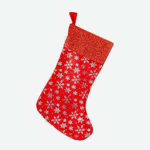 Носок рождественский для подарков, Снежное кружево, 22х47см, в ассортименте