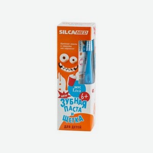 Промонабор SilcaMed Зубная паста со вкусом Колы 65 г и Зубная щетка, мягкая от 2 до 7 лет