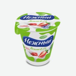 БЗМЖ Йогуртный продукт Нежный Легкий 0,1% 320г с соком клубники