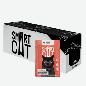 Smart Cat  Упаковка 25 шт  Паучи для взрослых кошек и котят кусочки говядины в нежном соусе (2,13 кг)