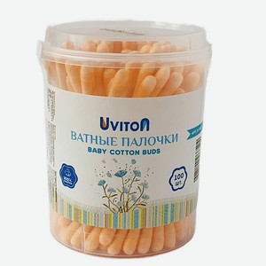 Ватные палочки Uviton для новорожденных и для макияжа 100шт. персиковые