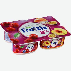 Продукт йогуртный FRUTTIS Вишня/Персик-Маракуйя, 115 г