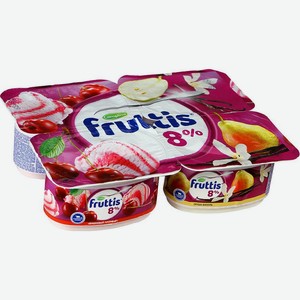 Продукт йогуртный FRUTTIS Вишневый пломбир/Груша-Ваниль, 115 г