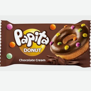 Кекс Papita Donut с какао-глазурью, шоколадной начинкой и цветным драже 40гр