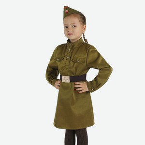 Карнавальный костюм для девочки  Военный : платье, ремень, пилотка