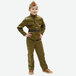 Костюм военного детский: брюки, гимнастёрка, ремень, пилотка, для детей 5-7 лет, рост 122-134 см