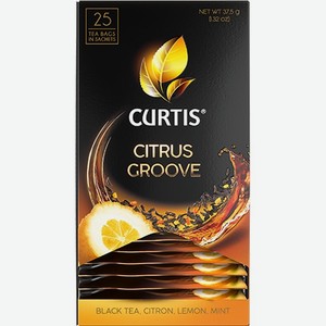 Чай черный Curtis Citrus Groove, в пакетиках c лимоном, цитроном и мятой, мелколистовой, 25 пакетиков