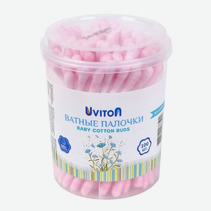 Ватные палочки Uviton для новорожденных и для макияжа 100шт. розовый