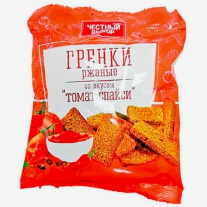 Сухарики 120 г Честный выбор гренки ржаные со вкусом томата спайси м/уп