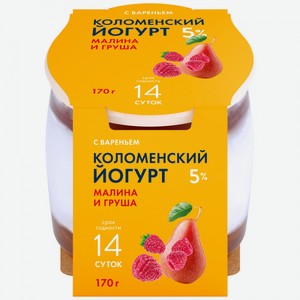 Йогурт Коломенское молоко малина-груша 5%, 170 г
