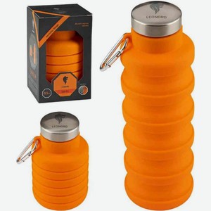 Бутылка складная Leonord силиконовая LEO-01 с карабином цвет: оранжевый, 500 мл