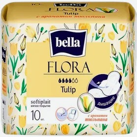 Прокладки женские гигиенические  bella  flora с ароматом тюльпана 10 шт