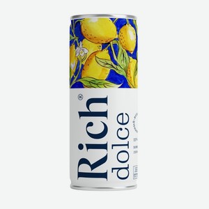 Напиток сокосодержащий Rich Dolce из винограда, лимона, газированный 330 мл