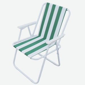 Кресло складное Кемпинговое Зеленая полоска, 75х52х41 см, до 120 кг, сталь/полиэстр