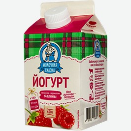 Йогурт Молочная Сказка, Клубника, Малина, 2,5%, 450 Г