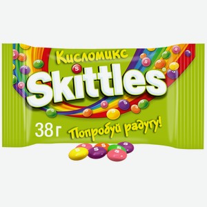 Skittles Кисломикс жевательные конфеты в разноцветной сахарной глазури, 38г