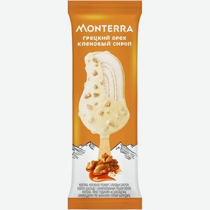 Мороженое Monterra пломбир с кленовым сиропом в белом шоколаде с карамелизованным грецким орехом 12%, 69г