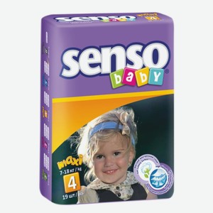 Подгузники «Senso Baby» 4L, 7-18 кг, 19 шт