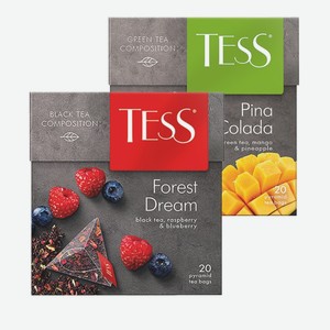 Чай «TESS»: Pina Colada, Forest Dream; зеленый, 20 пакетиков
