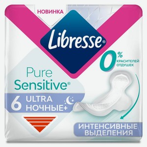 Гигиенические прокладки Libresse Pure Sensitive Ultra Ночные 6 шт.