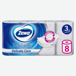 Туалетная бумага Zewa Deluxe Без аромата 3 слоя, 8 рулонов