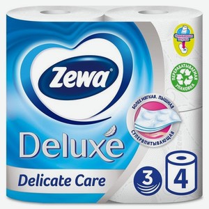 Туалетная бумага Zewa Deluxe Без аромата, 3 слоя, 4 рулона