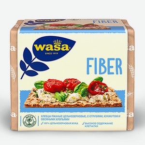 Хлебцы ржаные цельнозерновые Wasa Fiber с пшеничными отрубями, кунжутом и овсяными хлопьями 230 г