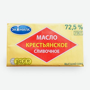 Масло сливочное Экомилк Крестьянское 72,5% 180 г