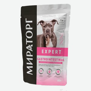 Корм консервированный полнорационный Expert Gastrointestinal для взрослых собак всех пород бережная забота о пищеварении Winner Мираторг 85 г