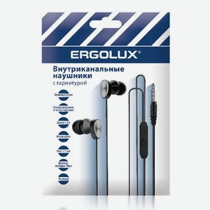 Наушники <Ergolux> вакуум провод с микроф ELX-WHP02P-C02 Промо 3.5мм 1.2м черные Китай