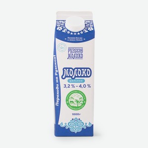 Молоко цельное Рузское молоко пастеризованное 3,2-4% 1 л