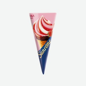 Мороженое сливочное Sunreme Клубника со сливками в сахарном рожке 73 г