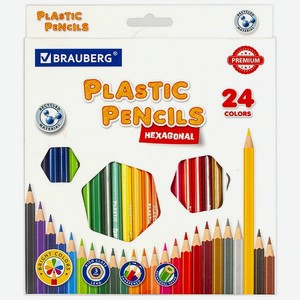 Карандаши цветные Brauberg для рисования набор 24 шт шестигранные грифель мягкий 3мм