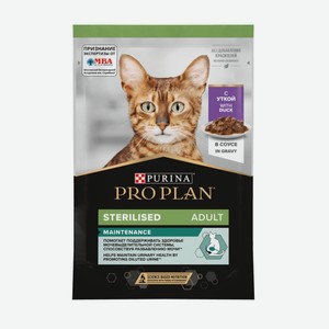 Purina Pro Plan (паучи) влажный корм Nutri Savour для взрослых стерилизованных кошек и кастрированных котов, с уткой в соусе (85 г)
