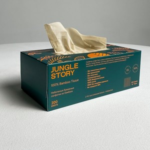 Салфетки бумажные Jungle Story небеленые из бамбука двухслойные 200 шт
