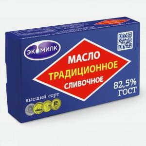 Масло сливочное ЭКОМИЛК традиционное, 82.5%, 180г