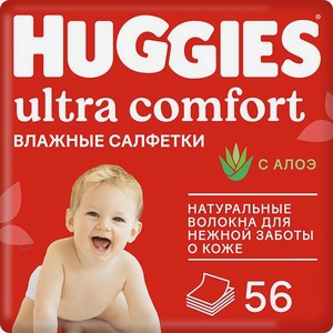 Влажные салфетки Huggies Ultra Comfort с алоэ 56шт
