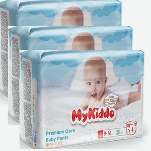 Подгузники-трусики MyKiddo L 9-14 кг 3 упаковки по 36 штук