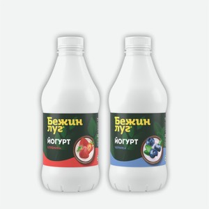 Йогурт БЕЖИН ЛУГ клубника/персик/черника, 2,5% 900гр