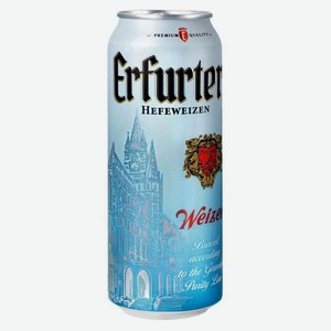 Пиво Эрфуртер Хевевайцен светлое нефильтр пшеничн 0.5л
