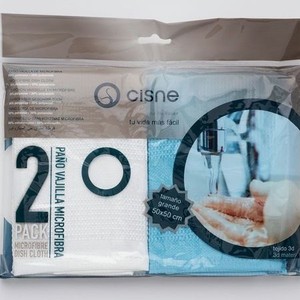 Салфетка Cisne из микрофибры белая, голубая, 50x50 см, 2 шт