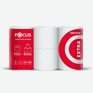Бумага Focus Extra туалетная 2-слойная, 6 рулонов