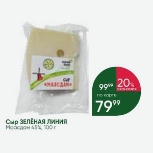 Сыр ЗЕЛЁНАЯ ЛИНИЯ Маасдам 45%, 100 г