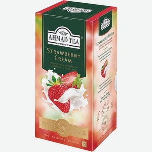 Чай черный Ahmad Tea Strawberry Cream клубника со сливками, 25 шт, 37.5г