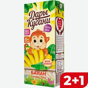 Нектар ДАРЫ КУБАНИ банановый с мякотью, 200мл
